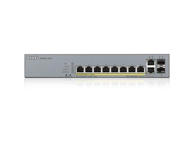 ZyXEL GS1350-12HP 8-Port Gigabit Smart Nebula Cloud Managed PoE Switch, 8 PoE+ Ports at 130W with 2 SFP Uplinks