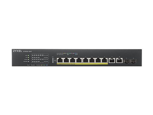 ZyXEL XS1930-12HP 10-Port 10G Multi-Gigabit L3 Smart Nebula Cloud Managed Switch with 2 10G SFP+ Uplinks, 8 PoE+ / PoE++ at 375W