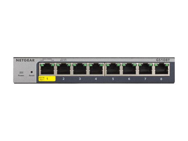 Netgear GS108T 8-Port Gigabit Ethernet Smart Switch with Cloud Management, GS108T-300NAS