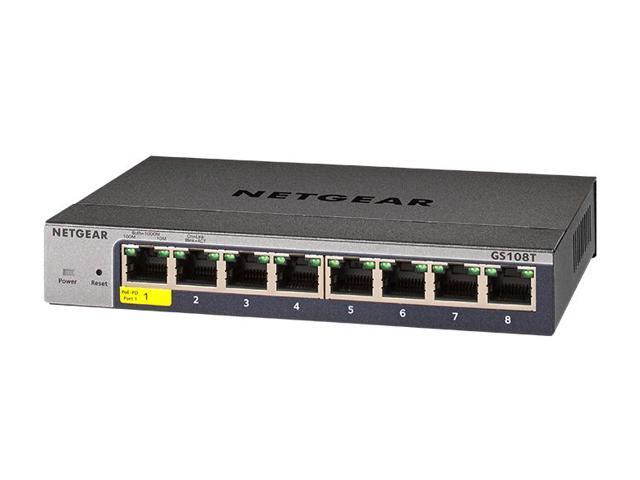 Netgear GS108T 8-Port Gigabit Ethernet Smart Switch with Cloud Management, GS108T-300NAS