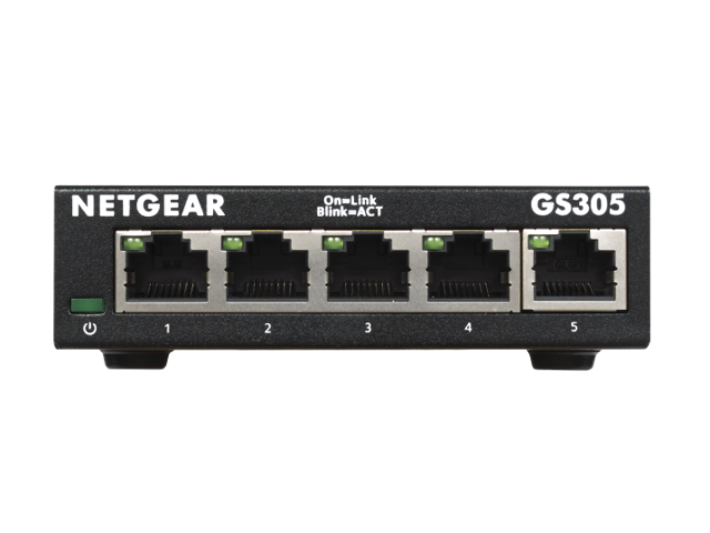 Netgear GS305 5-Port Gigabit Ethernet SOHO Unmanaged Essentials Switch, GS305-300PAS