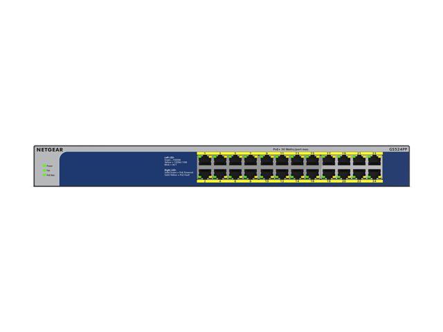 Netgear GS524PP 24-Port Gigabit Ethernet High-Power PoE+ Unmanaged Switch (300W), GS524PP-100NAS