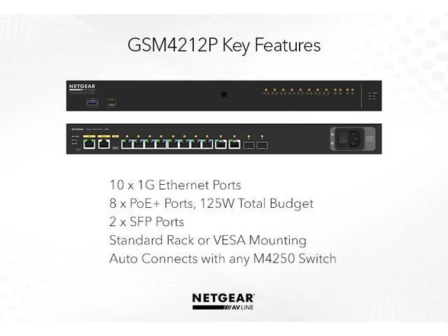Netgear AV Line M4250 GSM4212P 8-Port Gigabit PoE+ Compliant Managed AV Switch with SFP (125W) - image 7