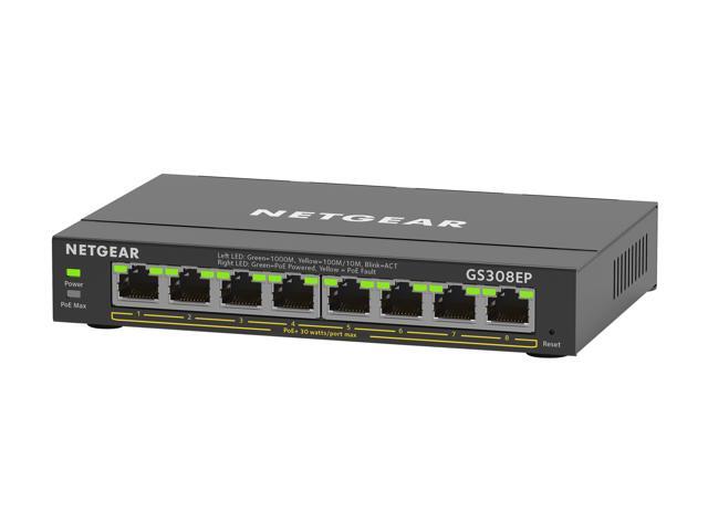 Netgear GS308EP 8-Port Gigabit Ethernet PoE+ Smart Managed Plus Switch (62W), GS308EP-100NAS