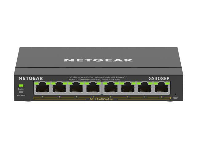 Netgear GS308EP 8-Port Gigabit Ethernet PoE+ Smart Managed Plus Switch (62W), GS308EP-100NAS