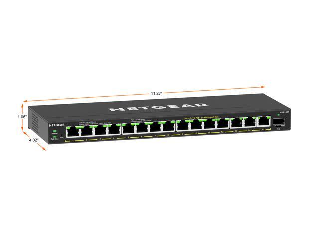 Netgear GS316EP 16-Port PoE+ Gigabit Ethernet Plus Switch 180W with 1 SFP Port, GS316EP-100NAS