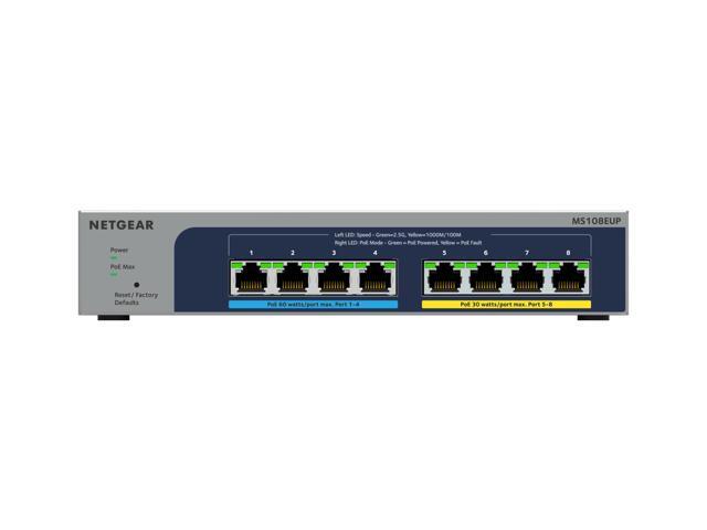 Netgear MS108EUP 8-port Multi-Gigabit (2.5G) Ethernet Ultra 60 PoE++ Easy Smart Managed Switch, MS108EUP-100NAS