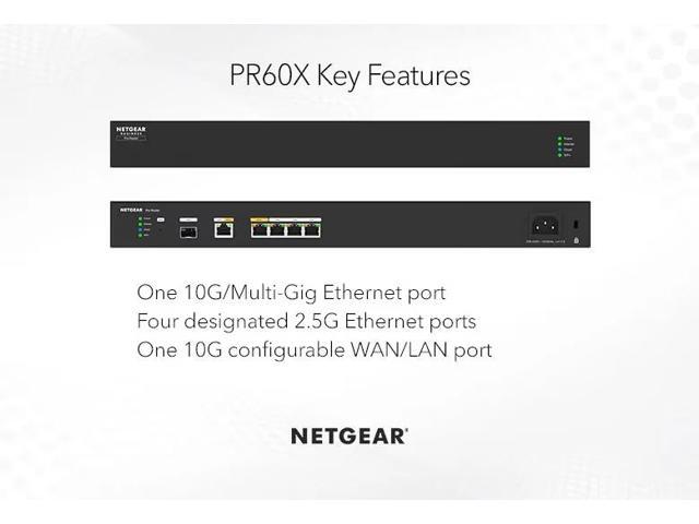 Netgear PR60X 10G/Multi-Gigabit Dual WAN Pro Router with Insight Cloud Management, PR60X-100NAS