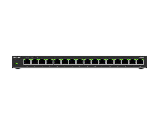 Netgear GS316 16-Port Gigabit Ethernet Unmanaged Essentials Switch, GS316-300NAS