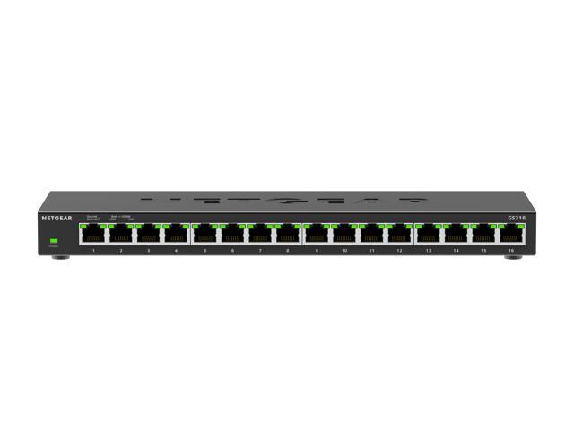 Netgear GS316 16-Port Gigabit Ethernet Unmanaged Essentials Switch, GS316-300NAS