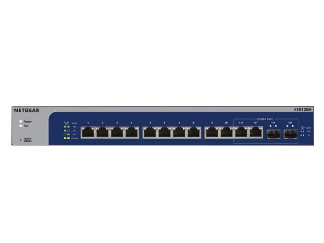 Netgear XS512EM 12-Port 10G-Gigabit/Multi-Gigabit Ethernet Easy Smart Switch Managed with 2 SFP+ Combo Ports, XS512EM-200NAS