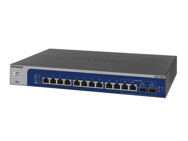Netgear XS512EM 12-Port 10G-Gigabit/Multi-Gigabit Ethernet Easy Smart Switch Managed with 2 SFP+ Combo Ports, XS512EM-200NAS