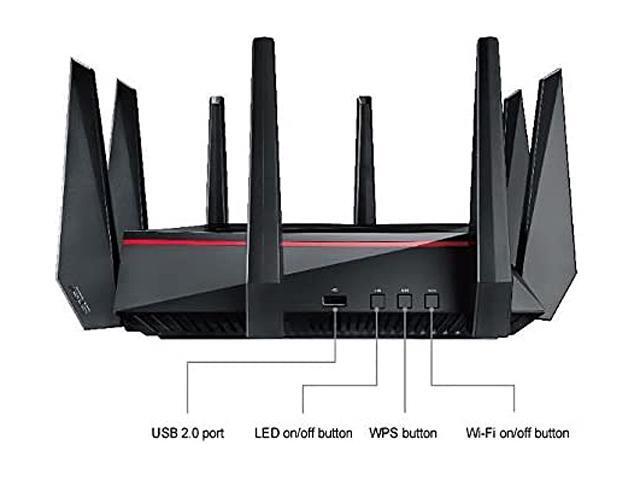 ASUS AC5300 Wi-Fi Tri-band Gigabit Wireless Router with 4x4 MU-MIMO, 4 x LAN Ports, AiProtection Network Security and WTFast Game Accelerator,...