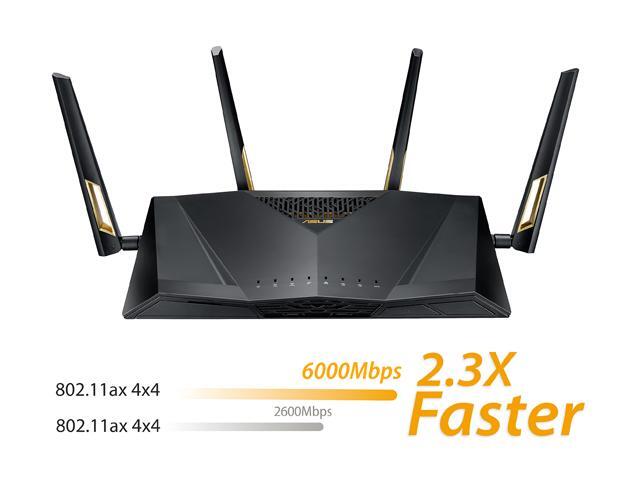 ASUS AX6000 Dual-band WiFi 6 Gaming Router, game acceleration, Mesh WiFi support, Lifetime Free Internet Security, Gamer Private Network, Mobile...