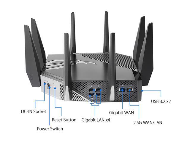 ASUS WiFi 6E Gaming Router (ROG Rapture GT-AXE11000) - Tri-Band 10 Gigabit Wireless Router, World's First 6GHz Band for Wider Channels & Higher...