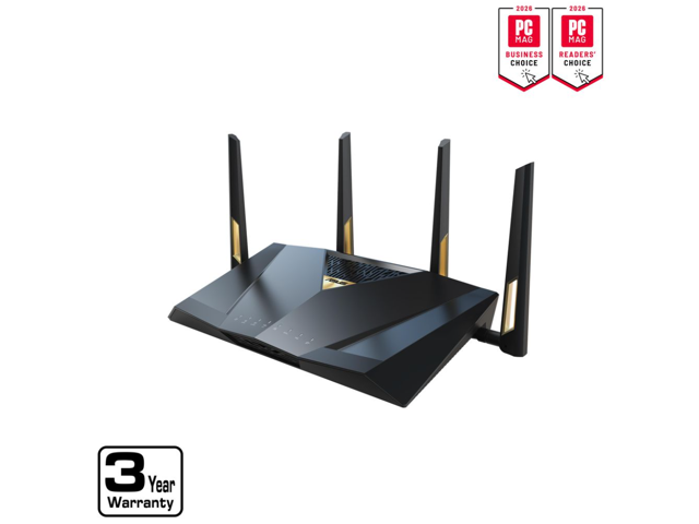 ASUS RT-BE88U Dual-band WiFi 7 AiMesh Extendable Performance Router, 4K-QAM, MLO, Dual 10G ports, SFP+, Four 2.5G ports, Four 1G ports, 34G WAN/LAN...