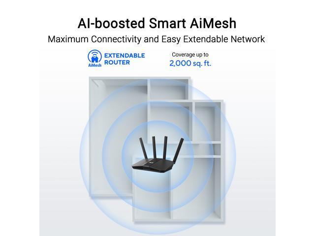ASUS RT-BE58U WiFi 7 AiMesh Extendable Router, 4K-QAM, MLO, AI Detection 2.5G WAN/LAN port, Four 1G ports, Commercial-Grade Network Security,...