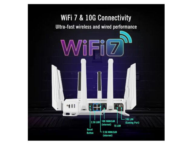 ASUS - ROG Rapture GT-BE19000AI Tri-Band Wi-Fi 7 Gaming Router - White - image 7