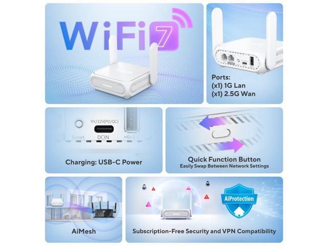 ASUS - RT-BE58 Go BE3600 Dual-Band Wi-Fi 7 Travel Router - White - image 4