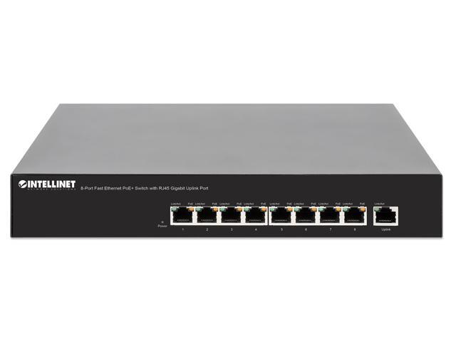 Intellinet 8-Port Fast Ethernet PoE+ Switch, 8 x PoE ports, IEEE 802.3at/af Power-over-Ethernet (PoE+/PoE), Endspan, Desktop