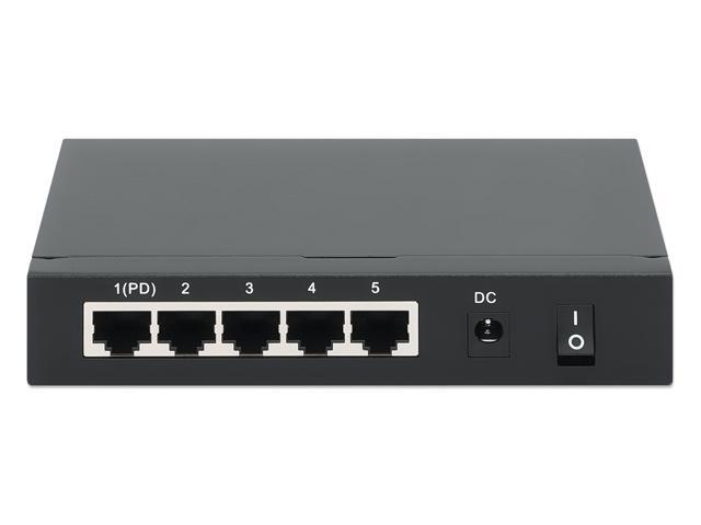 Intellinet PoE-Powered 5-Port Gigabit Switch with PoE-Passthrough, One PoE PD Port, Four PSE PoE ports, IEEE 802.3at/af (PoE+/PoE) Compliant, PoE...
