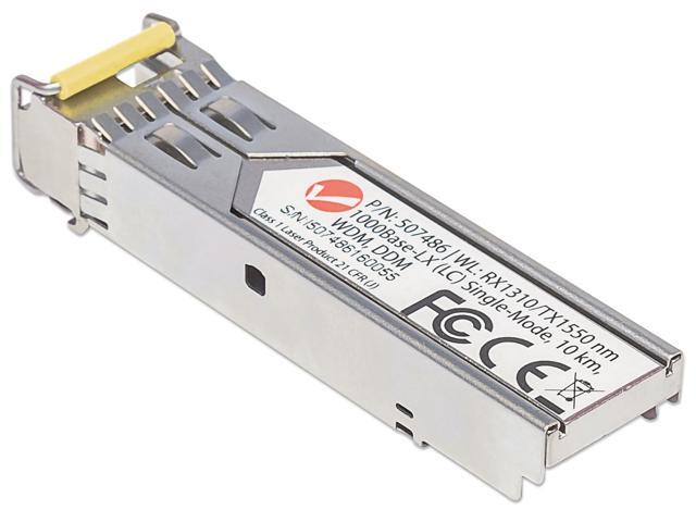 Intellinet Gigabit Fiber WDM Bi-Directional SFP Optical Transceiver Module, 1000Base-LX (LC) Single-Mode Port, 10 km (6.2 mi.), WDM (RX1310/TX1550)