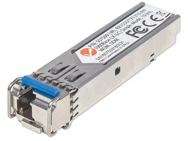 Intellinet Gigabit Fiber WDM Bi-Directional SFP Optical Transceiver Module, 1000Base-LX (LC) Single-Mode Port, 10 km (6.2 mi.), WDM (RX1550/TX1310)