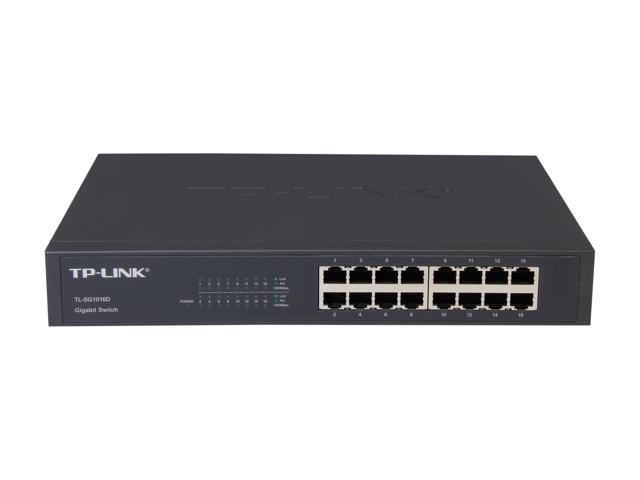 TP-Link 16-Port Gigabit Ethernet Unmanaged Switch Plug and Play Metal Desktop/Rackmount Fanless(TL-SG1016D)