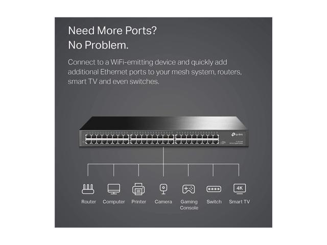 TP-Link 48 Port Gigabit Ethernet Switch Plug and Play Sturdy Metal w/ Shielded Ports Rackmount Fanless Lifetime Protection Traffic...