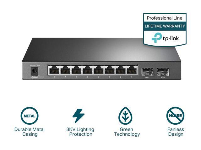TP-Link TL-SG2210P, Jetstream 8 Port Gigabit Smart Managed PoE Switch, 8 PoE+ Ports @61W, 2 SFP Slots, Omada SDN Integrated, PoE Recovery, IPv6,...