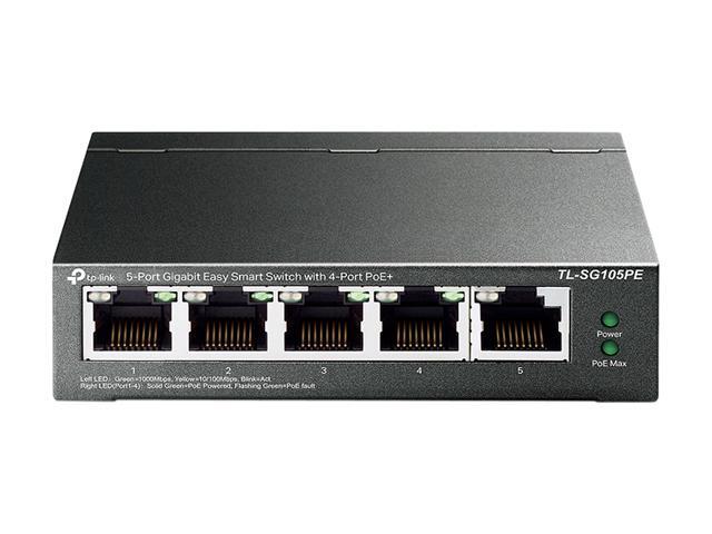 TP-Link 5 Port Gigabit PoE Switch 4 PoE+ Port @65W Easy Smart Plug & Play Limited Lifetime Protection Shielded Ports Support QoS, VLAN,...