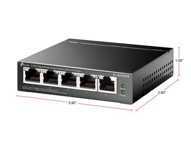 TP-Link 5 Port Gigabit PoE Switch 4 PoE+ Port @65W Easy Smart Plug & Play Limited Lifetime Protection Shielded Ports Support QoS, VLAN,...