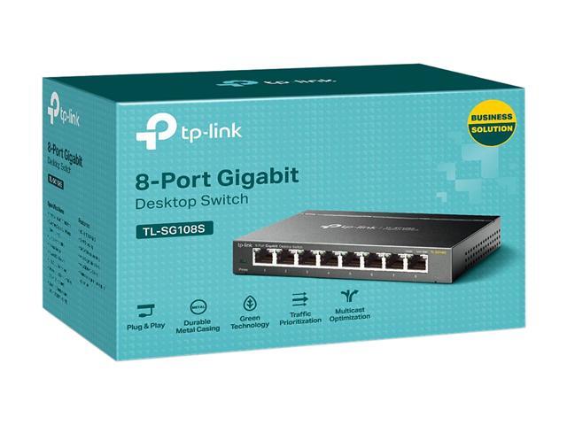 TP-Link TL-SG108S 8 Port Gigabit Ethernet Switch Desktop/Wall-Mount Plug & Play Fanless Sturdy Metal Limited Lifetime Protection ...