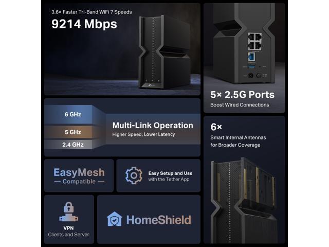 TP-Link BE9300 Tri-Band Wi-Fi 7 Router - image 5