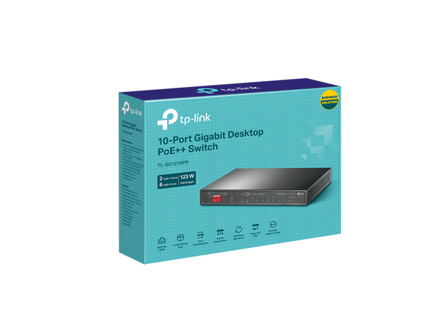 TP-Link TL-SG1210PP 8-Port Gigabit and 1x Combo SFP Slot PoE Switch with 6 PoE+ and 2 PoE++ Ports
