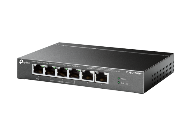 TP-Link TL-SG1006PP 5-Port Gigabit PoE Switch with 3 PoE+ and 1 PoE++ Ports