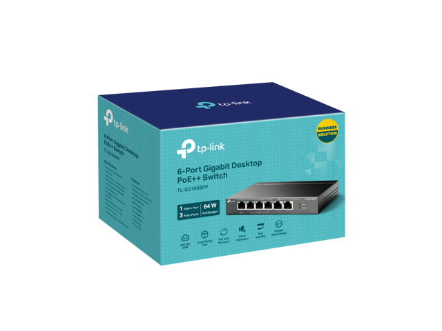 TP-Link TL-SG1006PP 5-Port Gigabit PoE Switch with 3 PoE+ and 1 PoE++ Ports