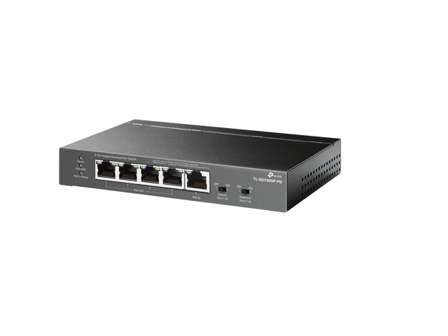TP-Link TL-SG1005P-PD 5-Port Gigabit Desktop PoE+ Switch with 1-Port PoE++ In and 4-Port PoE+Out