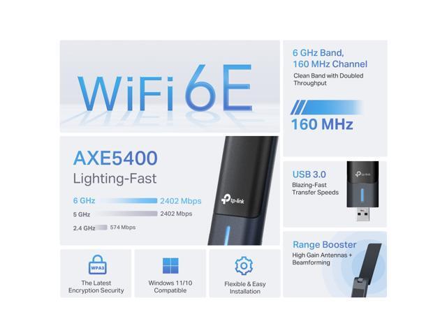 TP-Link AXE5400 WiFi 6E USB Adapter for Desktop PC (Archer TXE70UH) Tri-Band Wireless Network Adapter, Ultra-Low Latency, MU-MIMO, OFDMA, Refined...