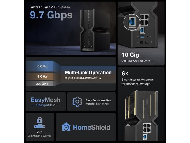 TP-Link Archer BE550 Pro BE9300 Tri-Band WiFI 7 10G / 2.5G Router