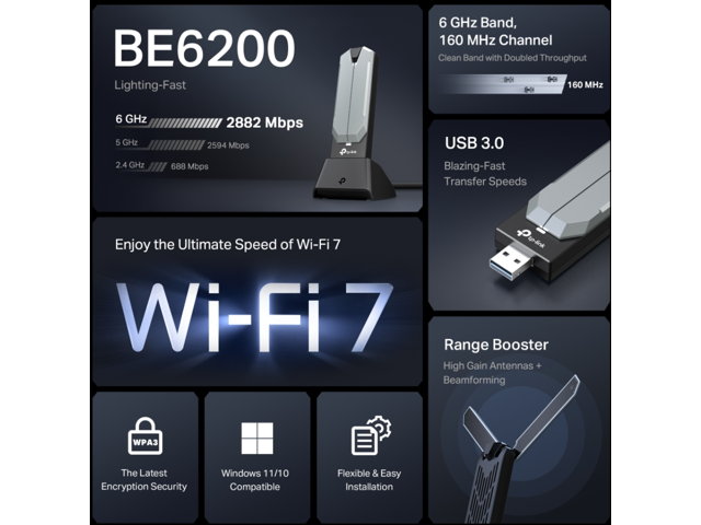 TP-Link Archer TBE401UH BE6200 Tri-Band Wi-Fi 7 USB Adapter - image 4