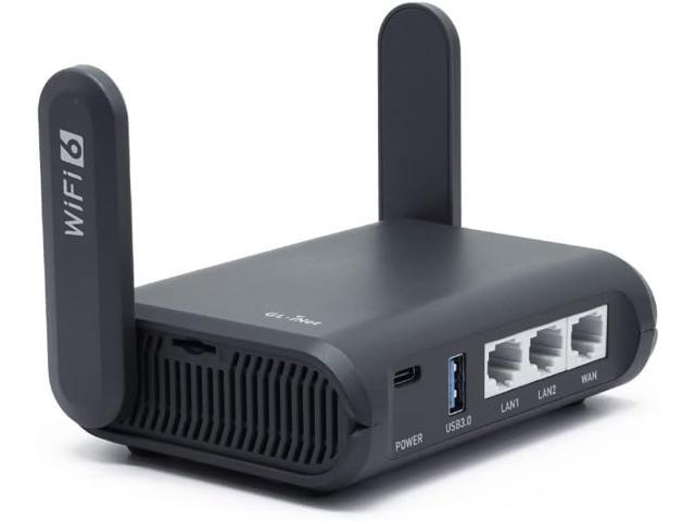 GL. iNet GL-AXT1800 Slate AX Pocket-Sized Wi-Fi 6 Travel Router with VPN Dual-band Wi-Fi 6 speeds up to 1800 Mbps, MU-MIMO and OFDMA, connects up...