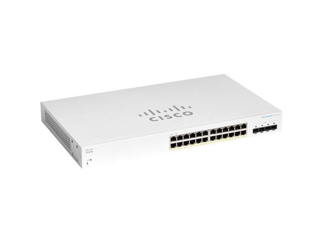 Cisco Business CBS220 Gigabit Ethernet Switch w/ 10G Uplinks, 24 10/100/1000 PoE+ ports w/ 195 W power budget, 4 x 10G SFP+ port CBS220-24P-4X-NA