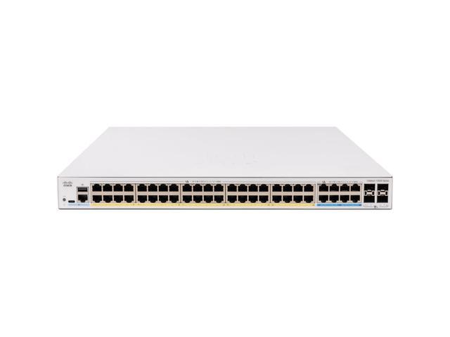 Cisco Catalyst 1300X, 40 x 10/100/1000 30W PoE+ ports, 8 x 5G 60W PoE++ ports, 4 x 10G SFP28, 740W PoE power budget, Rack-mountable C1300X-48NGU-4X