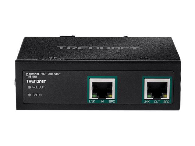 TRENDnet Industrial Gigabit PoE+ Extender, TI-E100, Single Port PoE, Power Over Ethernet, Supports PoE (15.4W) and PoE+ (30W), Extends 100m,...