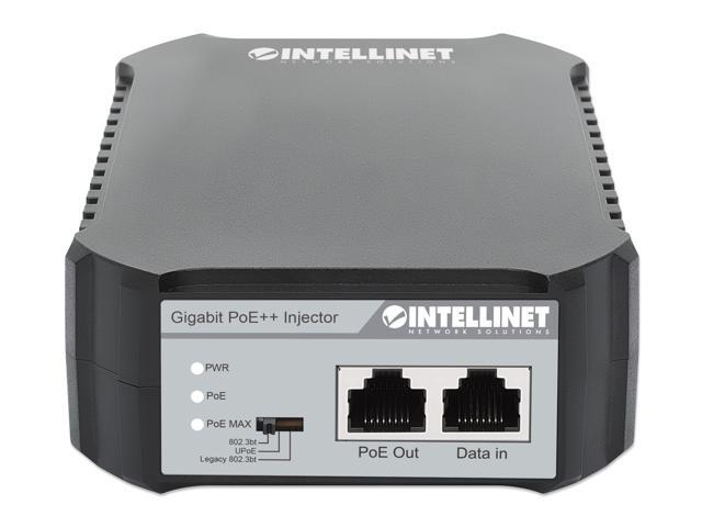 Intellinet Gigabit PoE++ Injector, One 95 W Port, IEEE 802.3bt (4PPoE) Compliant, Plastic Housing, Wall-mount Option