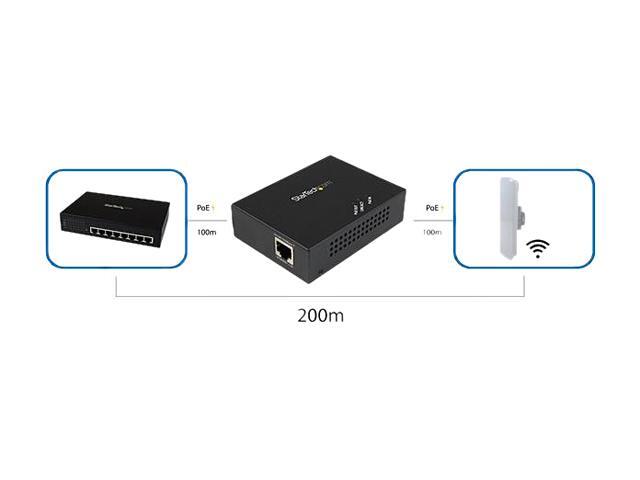 StarTech. com 1 Port Gigabit PoE+ Network Extender, 802.3at and 802.3af