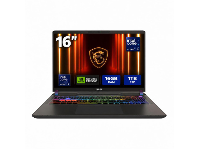 MSI Vector - LCD 16' QHD+ GeForce RTX 5080 Laptop GPU - Intel Core Ultra 9 275HX - 16GB Memory - 1 TB SSD - Windows 11 Home Gaming Laptop - 240 Hz...