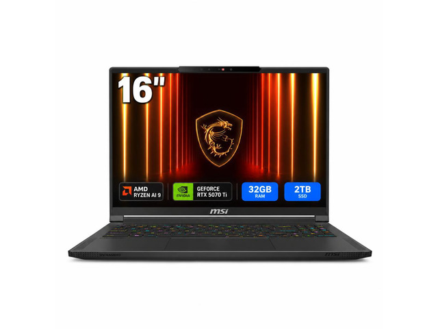 MSI Stealth A16 - 16.0' OLED 240 Hz - GeForce RTX 5070 Ti Laptop GPU - AMD Ryzen AI 9 HX 370 - 32GB Memory - 2TB NVMe SSD SSD - Wi-Fi 7 Windows 11...
