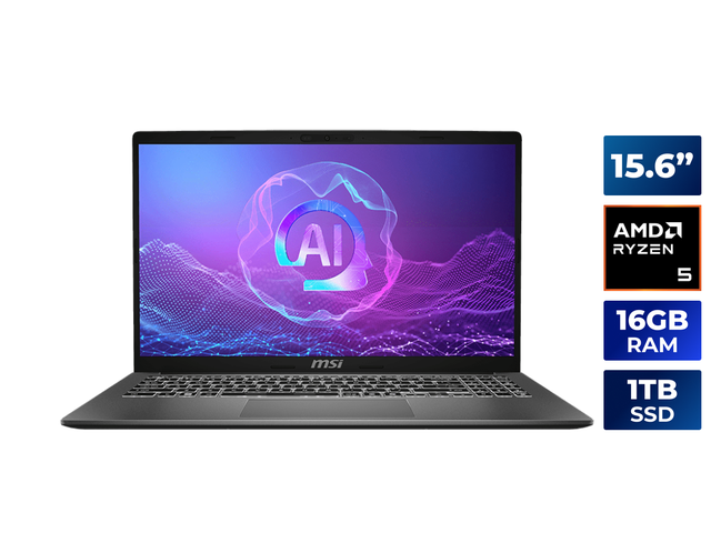 MSI Modern A15 AI+ 15.6' FHD Laptop, AMD Ryzen AI 5 330 (50 Tops NPU), AMD Radeon 820M Graphics, 16GB RAM, 1TB NVMe SSD (Modern A15 AI+ F3HMG-003US)
